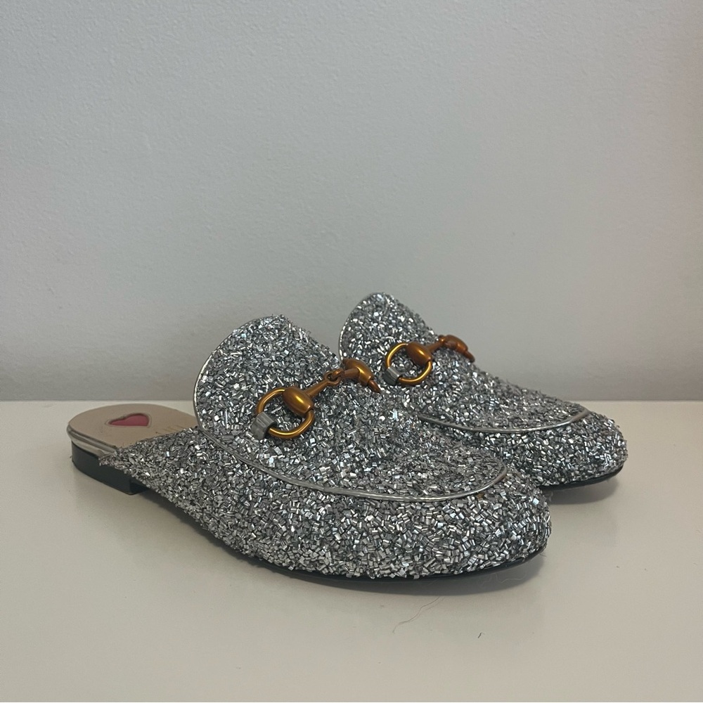 Silver Sequined Loafers